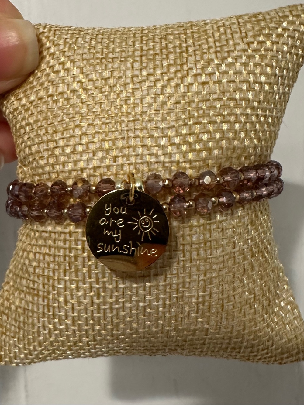 You Are My Sunshine Crystal Beaded Charm Bracelet - Motivational Gift for Her